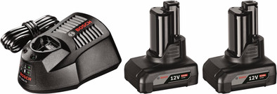 Bosch Acculader + Accu  12V 6,0 Ah Li-Ion (2x) is nooit meer leverbaar