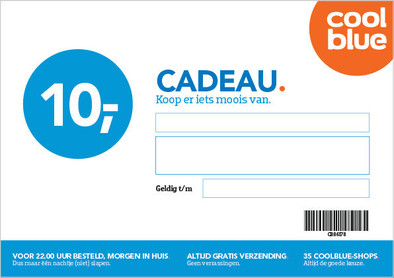 Coolblue Cadeaubon 10 euro is nooit meer leverbaar