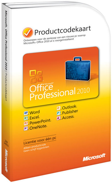 Microsoft Office Professional 2010 NL Product Key Card is nooit meer leverbaar