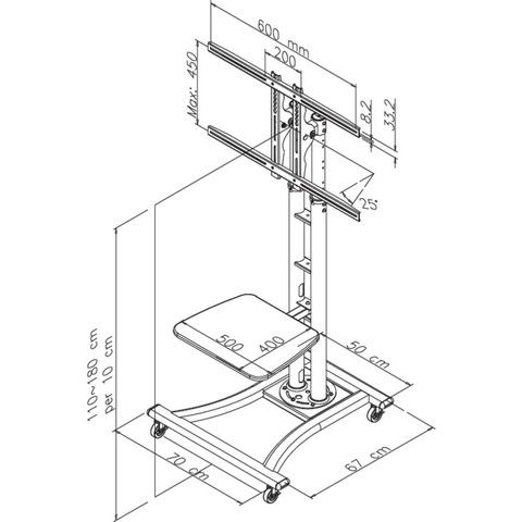 Neomounts PLASMA-M1800E TV Trolley Zilver visual leverancier