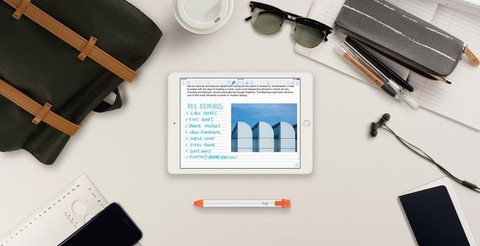 Logitech Crayon Digital Pencil voor Apple iPad product in gebruik