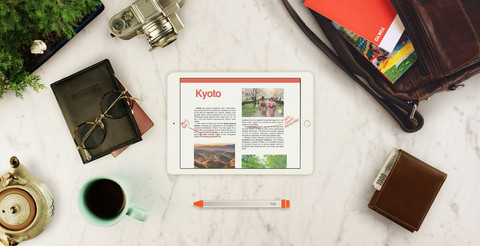 Logitech Crayon Digital Pencil voor Apple iPad product in gebruik