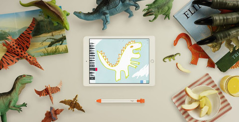 Logitech Crayon Digital Pencil voor Apple iPad product in gebruik