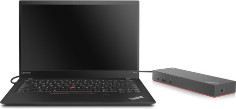 Lenovo ThinkPad Hybride Usb C en Usb A Docking Station product in gebruik