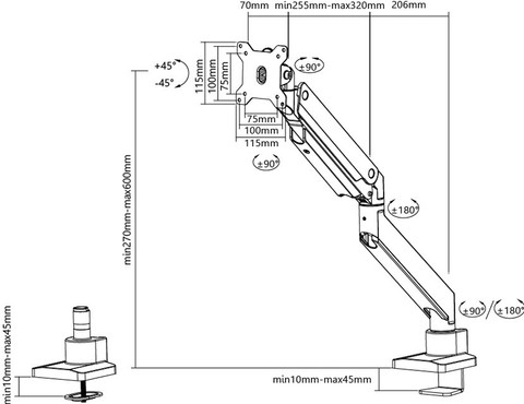 Neomounts NM-D775BLACKPLUS Monitor Arm Gas Spring High Capacity Black visual supplier