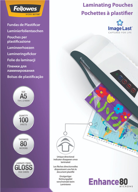 Fellowes Laminator covers ImageLast 80 mic A5 (100 Pieces) Main Image