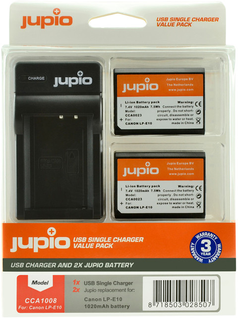 Jupio Kit: Battery LP-E10 (2x) + USB Single Charger Main Image