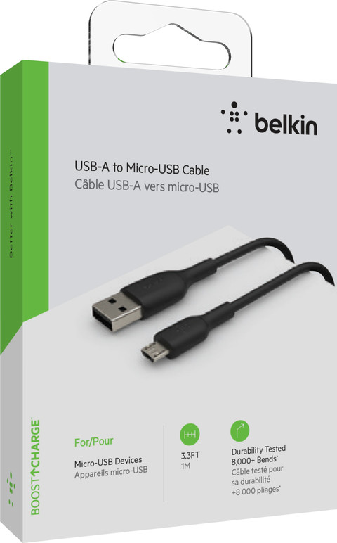 Belkin Câble USB-A vers Micro USB 1 m Matière Synthétique Noir null