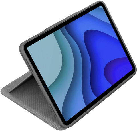 Logitech Folio Touch Apple iPad Pro 11 inch (2022/2021/2020) Toetsenbord Hoes AZERTY Grijs linkerkant