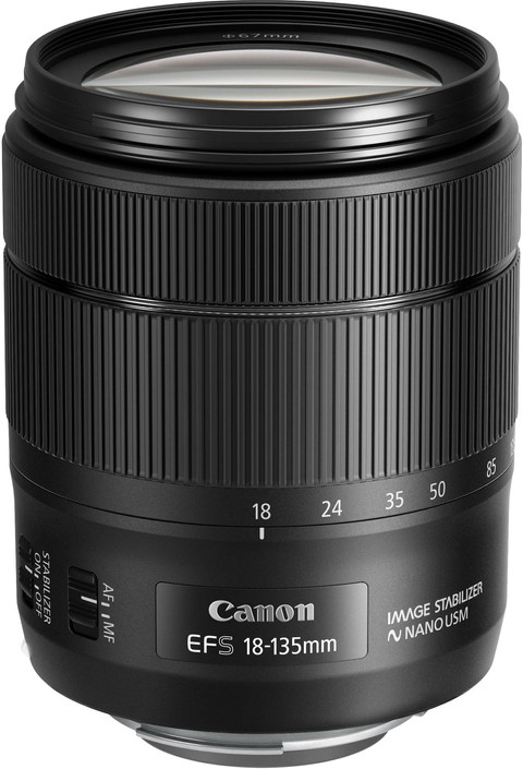 Canon EF-S 18-135 mm f/3.5-5.6 IS USM dessus