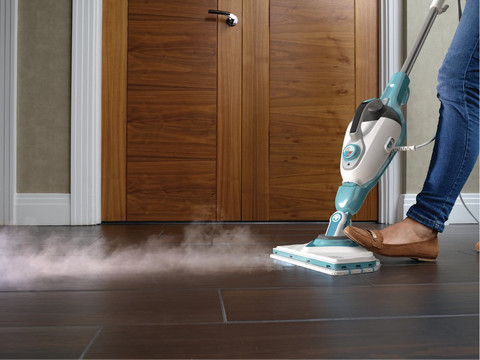 BLACK+DECKER 13-in-1 Steam-mop with SteaMitt product in use