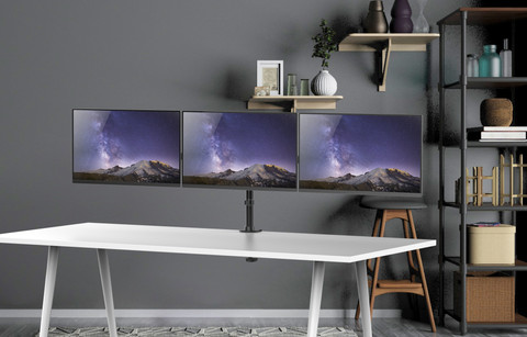 Neomounts NM-D135D3BLACK Monitorarm Zwart product in gebruik