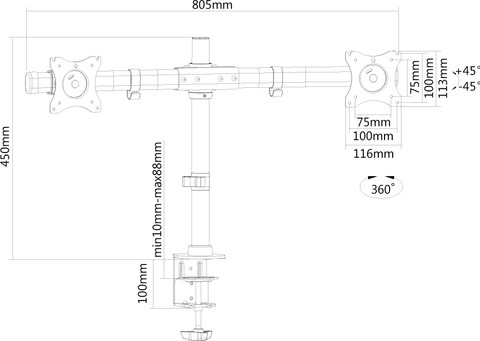 Neomounts FPMA-DCB100DBLACK Monitorarm Zwart null