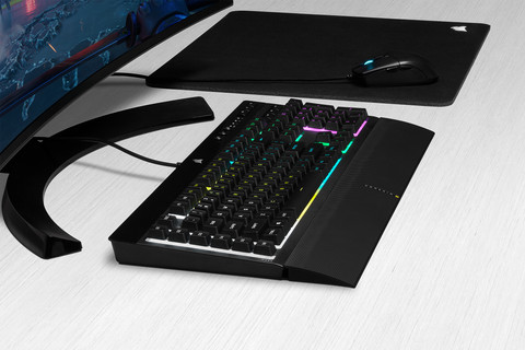 CORSAIR K55 RGB Pro Gaming Keyboard product in use