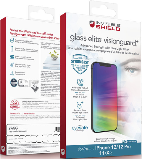 InvisibleShield Glass Elite VisionGuard+ Apple iPhone 12 / 12 Pro / 11 / Xr Displayschutzfolie produkt in gebrauch