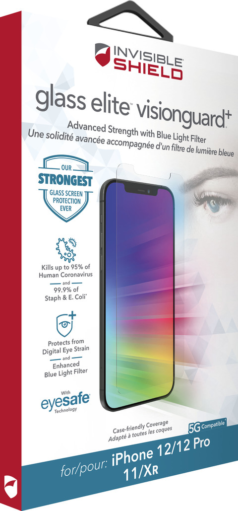 InvisibleShield Glass Elite VisionGuard+ Apple iPhone 12 / 12 Pro / 11 / Xr Displayschutzfolie produkt in gebrauch