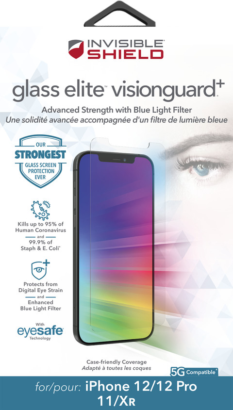 InvisibleShield Glass Elite VisionGuard+ Apple iPhone 12 / 12 Pro / 11 / Xr Displayschutzfolie produkt in gebrauch