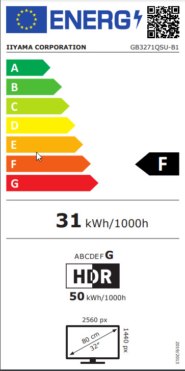 iiyama G-Master GB3271QSU-B1 energy label