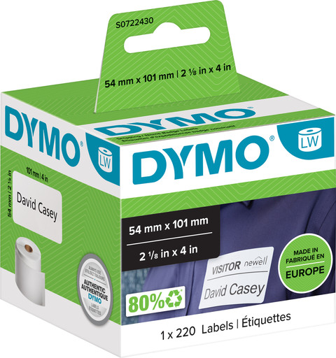 DYMO Authentieke LW Grote Verzendlabels/Naamkaarten Wit (54 x 101 mm) 1 Rol Main Image