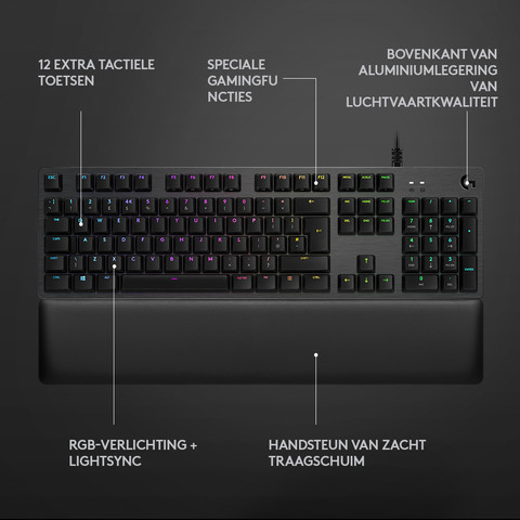 Logitech G512 Carbon Lightsync RGB Mechanisch Gaming Toetsenbord Azerty visual leverancier