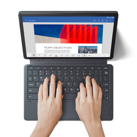 Lenovo Tab P11 Pro Keyboard Cover QWERTY Gray product in use