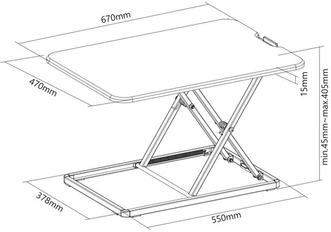 Neomounts by Newstar NS-WS050BLACK Sit-Stand Workstation Black detail