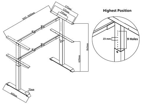 Euroseats Adjustable frame 62-84cm Black visual supplier