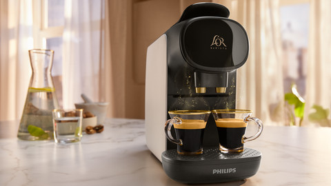 Philips L'OR Barista Sublime LM9012/03 White with 30 capsules product in use