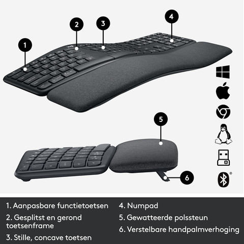 Logitech K860 Ergonomisch Draadloos Toetsenbord Qwerty null