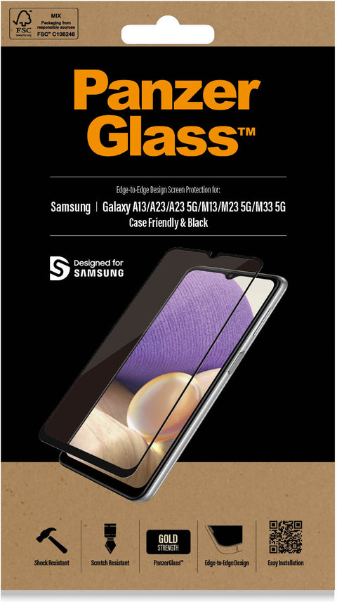 PanzerGlass Case Friendly Samsung Galaxy A13 4G Panzerglas Schwarz verpackung