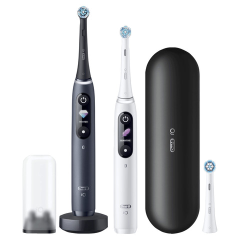 Oral-B iO Series 8 Black and White Duo Pack with Extra Brush Attachment Main Image