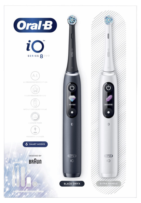 Oral-B iO Series 8 Black and White Duo Pack with Extra Brush Attachment null