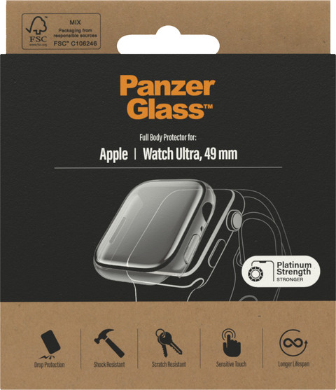 PanzerGlass Full Body Antibacterial Apple Watch Ultra 49mm Screen Protector Glass packaging