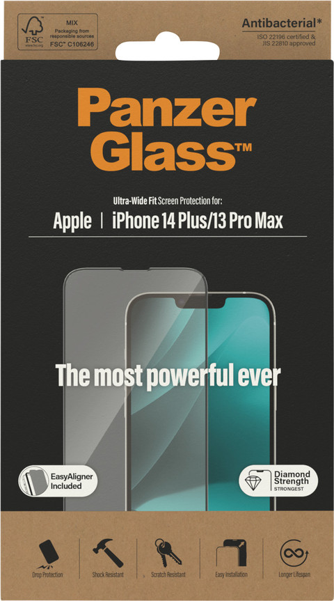 PanzerGlass Ultra-Wide Fit Apple iPhone 14 Plus / 13 Pro Max Screenprotector Glas verpakking