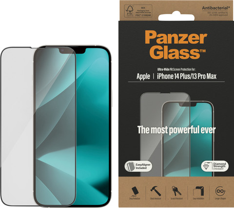 PanzerGlass Ultra-Wide Fit Apple iPhone 14 Plus / 13 Pro Max Screenprotector Glas verpakking