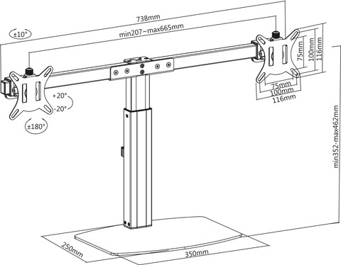 ACT AC8332 Monitorarm Gasgeveerd 2 Scherm null