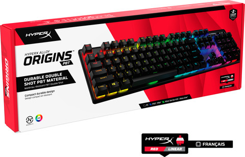 HyperX Alloy Origins PBT HX Red Lineair Mechanisch Gaming Toetsenbord AZERTY verpakking