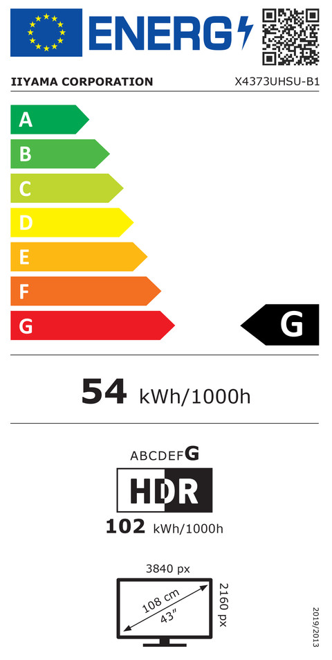 iiyama PROLITE X4373UHSU-B1 energielabel