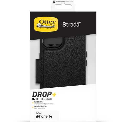 Otterbox Strada Apple iPhone 14 Book Case Cuir Noir emballage