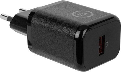 BlueBuilt Quick Charge Charger with USB-A Port 18W Black right side