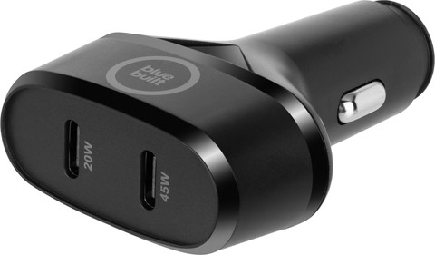 BlueBuilt Power Delivery Car Charger with 2 USB-C Ports 45W Black front