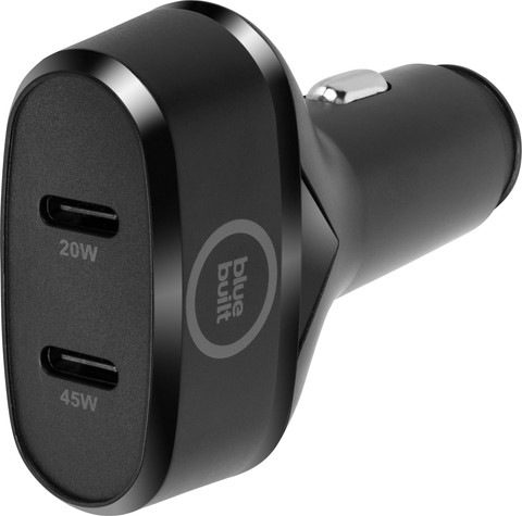 BlueBuilt Power Delivery Car Charger with 2 USB-C Ports 45W Black Main Image