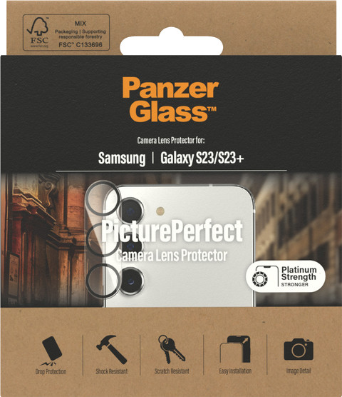 PanzerGlass PicturePerfect Samsung Galaxy S23 / S23 Plus Kameraobjektivschutz Glas verpackung