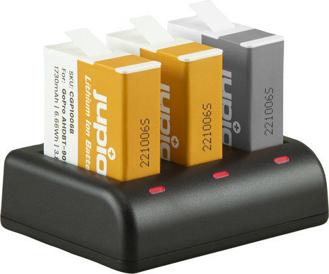 Jupio Kit: Enduro Battery GoPro HERO 10/11/12 AHDBT-901 (2x) + Compact USB Triple Charger Main Image