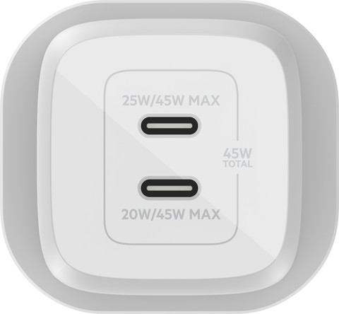 Belkin Power Delivery Chargeur 45 W avec 2 Ports USB-C avant