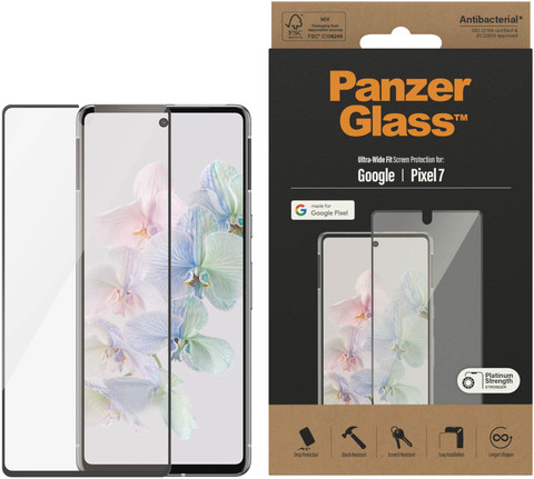 PanzerGlass Case Friendly Google Pixel 7 Screenprotector Glas Zwart voorkant