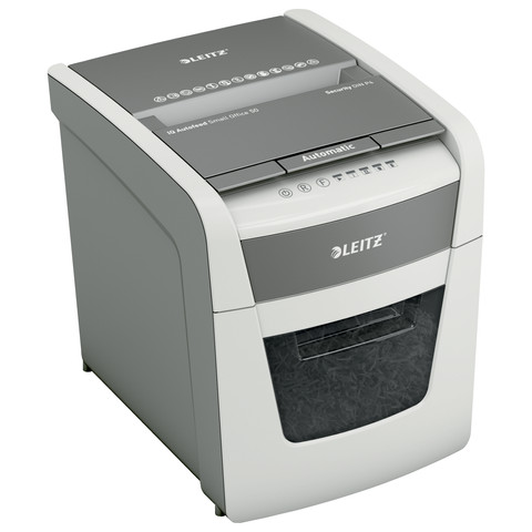 Leitz IQ Small Office Auto+ 50 Paper Shredder P4 left side