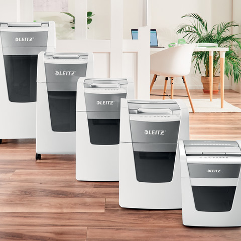 Leitz IQ Small Office Auto+ 50 Paper Shredder P4 product in use