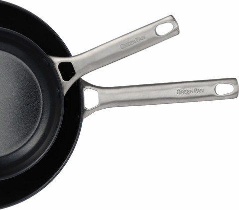 GreenPan Padova Set de Poêles à Frire 20 + 28 cm Reserve Black dessus