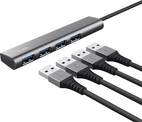 Trust Halyx 4-Poorts USB A 3.2 Gen 1-hub product in gebruik